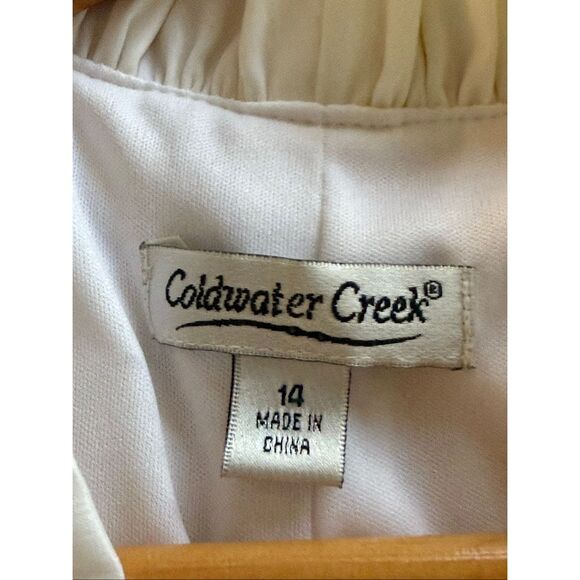 Coldwater Creek White Embroidered Ruffle Blouse Sz 14 NWT Back Zipper - Picture 11 of 14